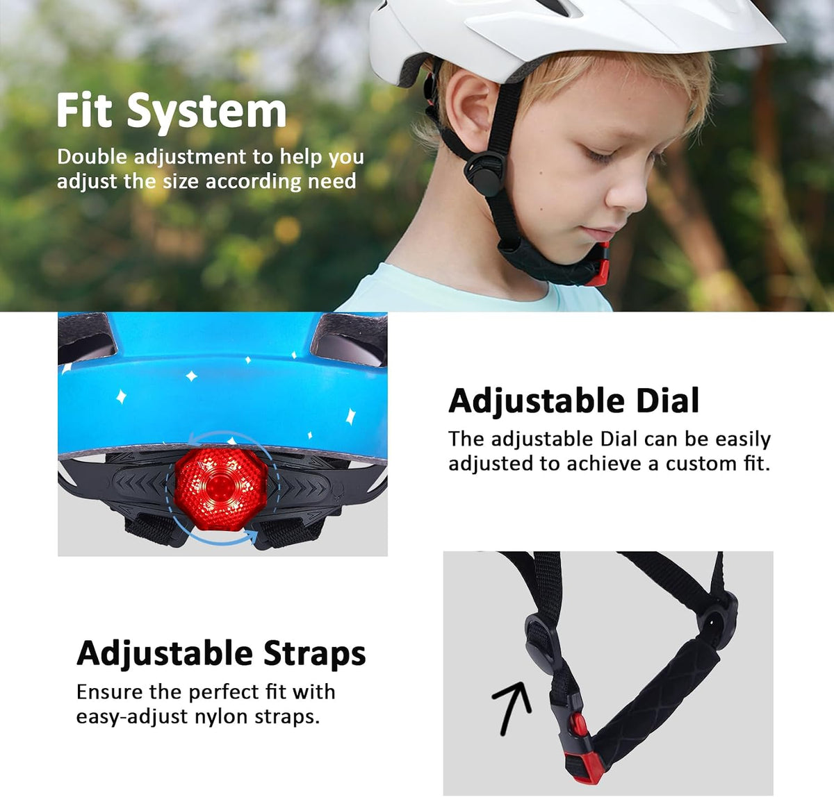 Kids Bike Helmet, Toddler Youth Helmet for Boys Girls, Ages 3-5 - Matte Stars / 50cm-57cm/19.7''-22.4'' - image 3