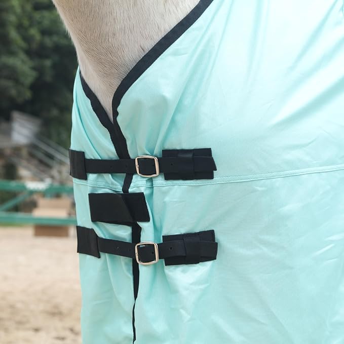 Horse Fly Sheet, Standard Neck Comfy Mesh Fly Sheet for Horses, Equine Summer Sheets UV-Protective Green 84