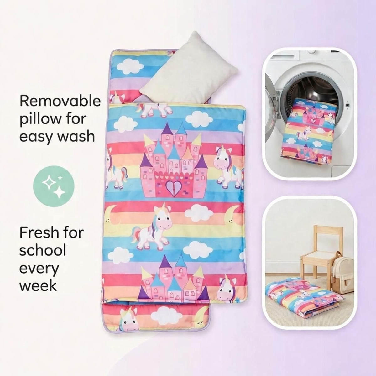 EVERYDAY KIDS Born to Dance Ballerina toddler nap mat with removable pillow and attached blanket - view 40