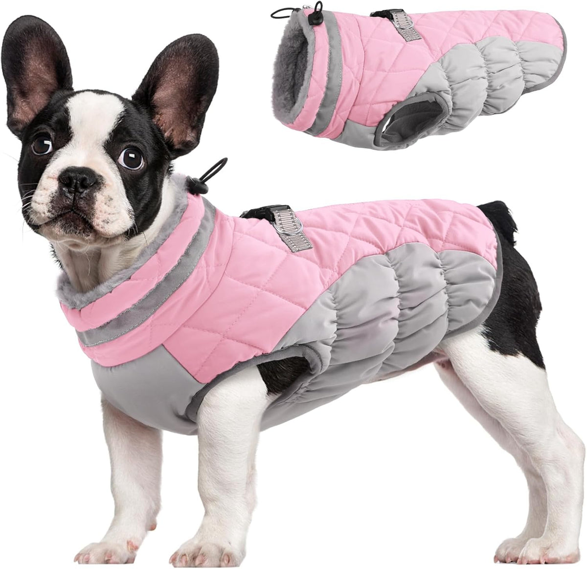 Dog Cold Weather Coats Reflective Dog Warm Jacket with Harness – Essentials for Dogs - Pink / XS(chest:14in)