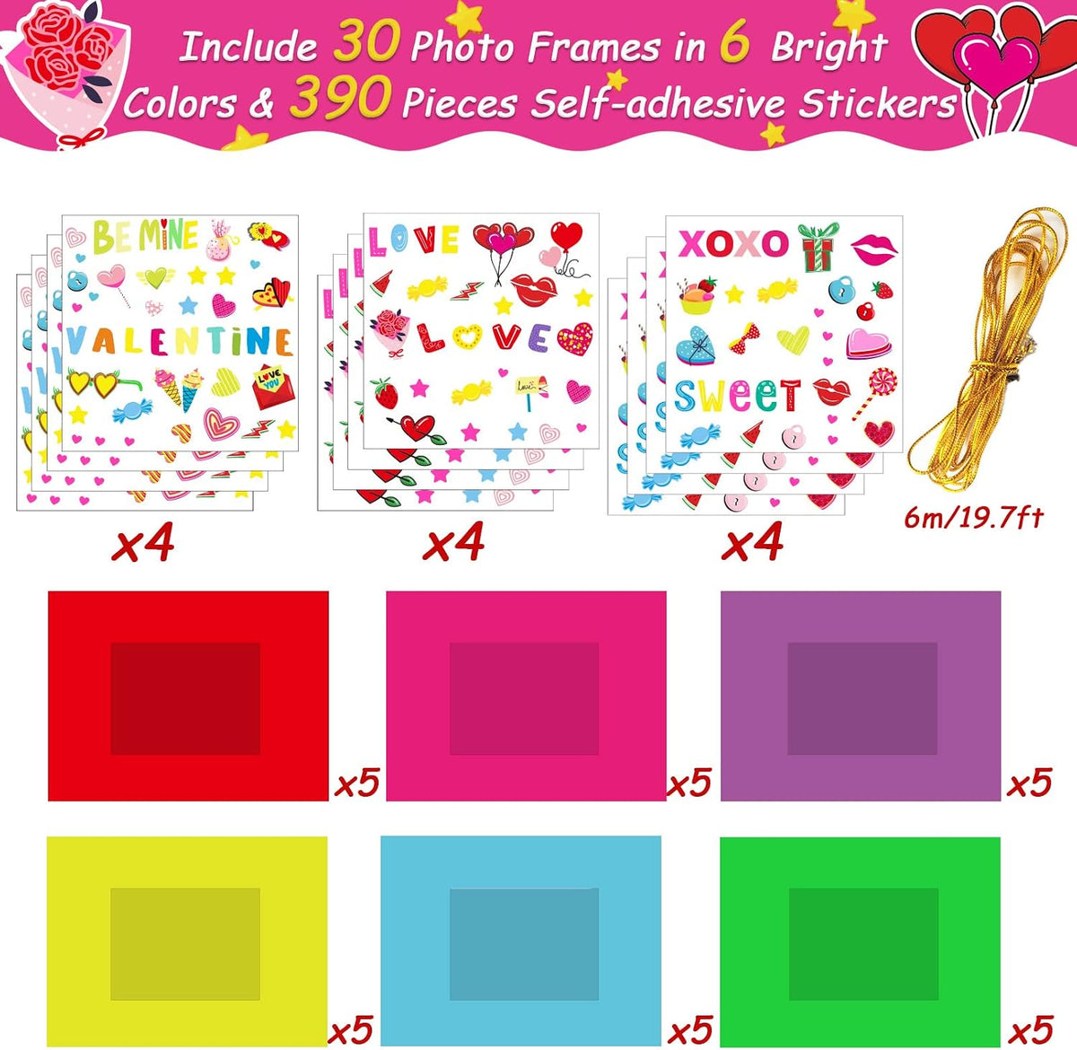 30 Packs Halloween Arts and Crafts for Kids Picture Frame Craft Kits - Valentine’s Day - image 3