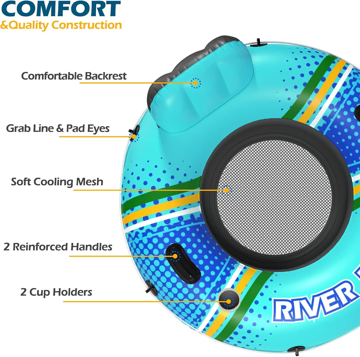 Jasonwell Inflatable River Tube Float - X-Large / Cyan - image 3