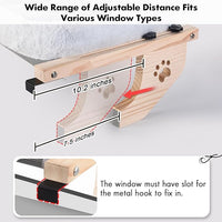 AMOSIJOY Cat Sill Window Perch Sturdy Hammock Window Seat with Cushion Cover, Wood & Metal Frame for Large Cats, Easy to Adjust Cat Bed for Windowsill, Bedside, Drawer and Cabinet (L)