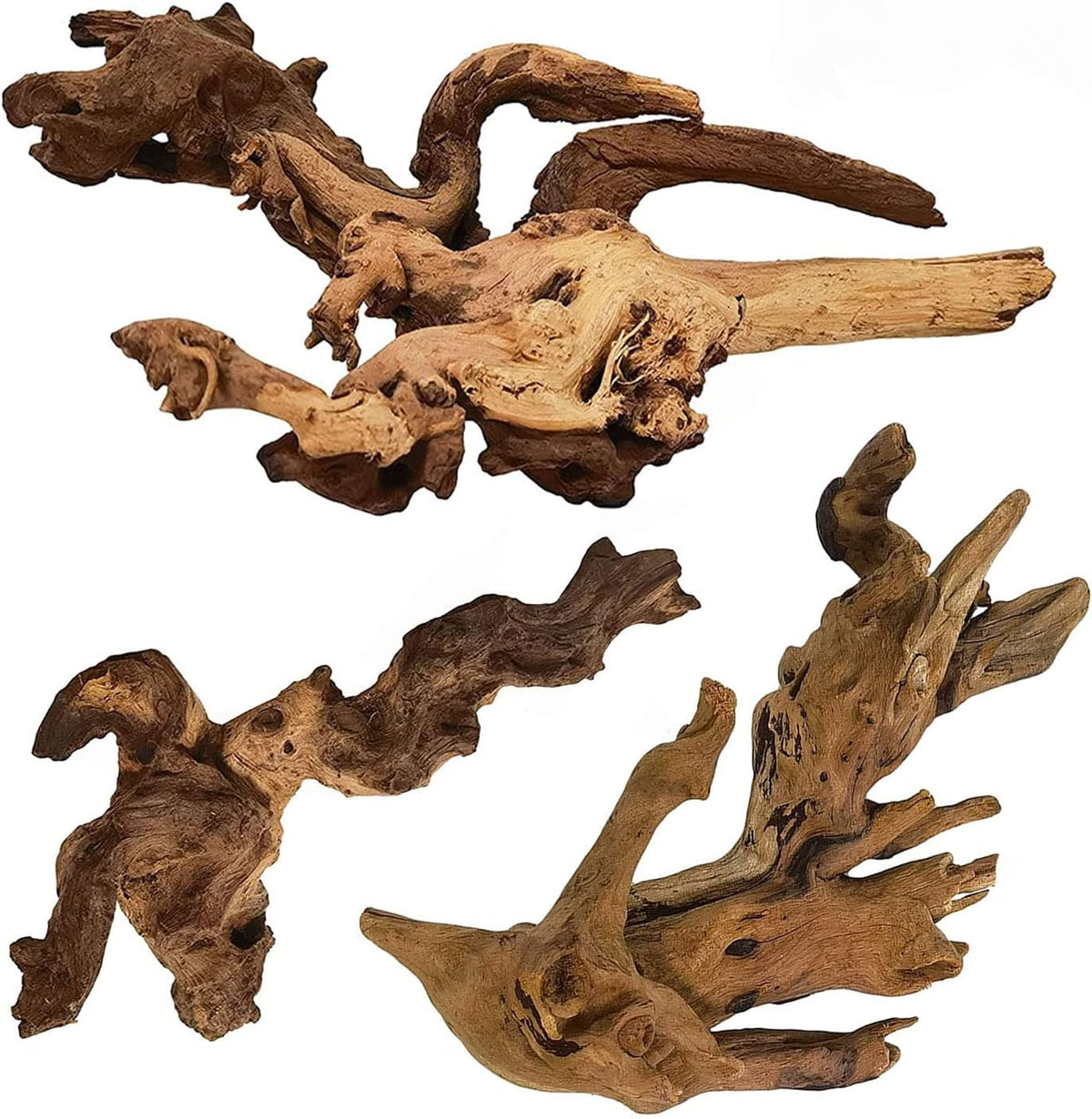 Tfwadmx Natural Driftwood for Aquarium Decor 5-8" Fish Reptile Tank - M: 3 Pack(7 - 9.5 inches)