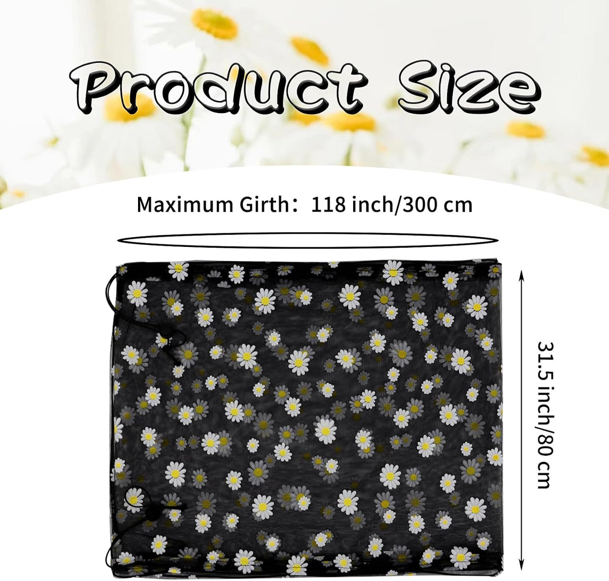 Bird Cage Seed Catcher, Large Bird Cage Cover - Black, Daisy Design - image 3