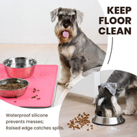 VIVAGLORY Pet Food Mat Flexmat Dog Bowl Mat, S - Pink / S (18.9 x 11.8in) - image 2