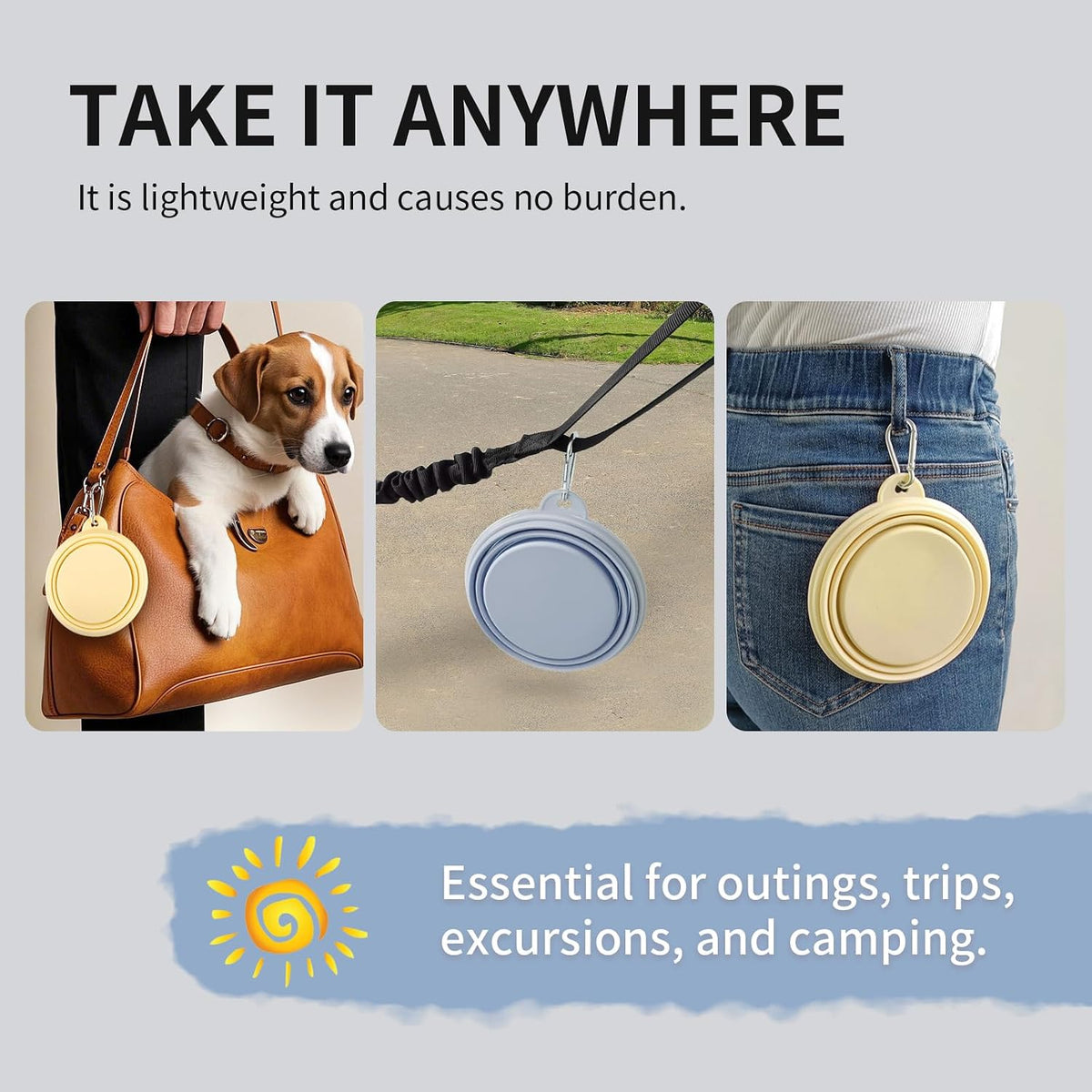 Collapsible Dog Bowls 2-Pack - 12 OZ Macaron Blue and Yellow - image 4