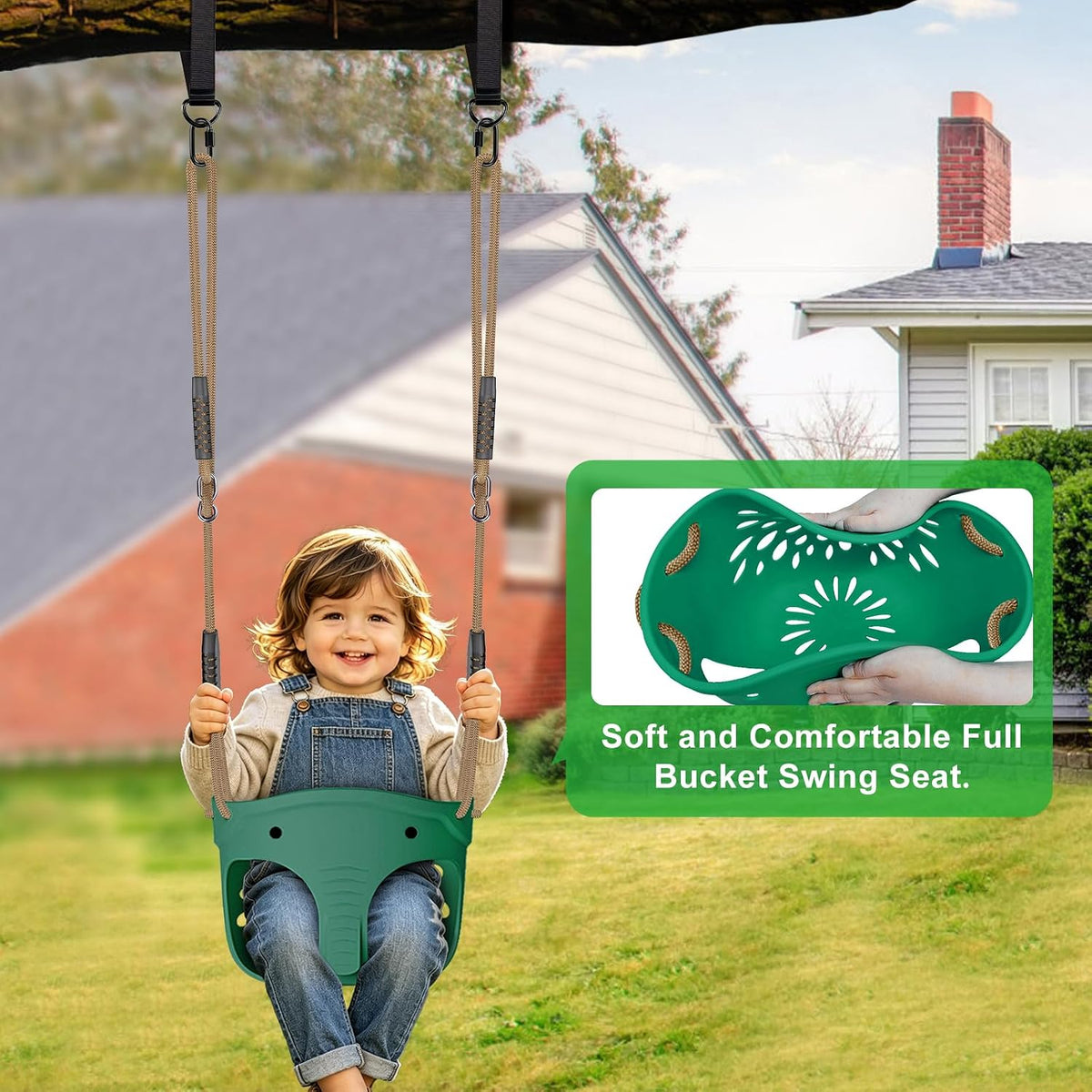 BeneLabel green A-frame middle swing set bracket made of powder coated steel - view 29