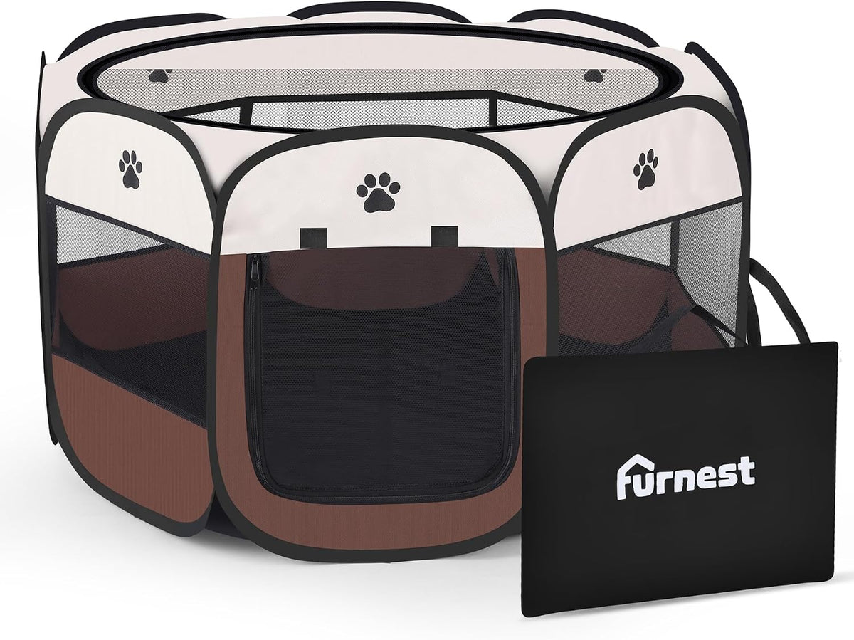 Pop-up Playpen for Puppy, Portable and Foldable Exercise Kennel Tent Crate Indoor/Outdoor Travel - Small