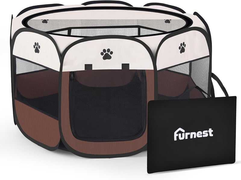 Pop-up Playpen for Puppy, Portable and Foldable Exercise Kennel Tent Crate Indoor/Outdoor Travel - Small