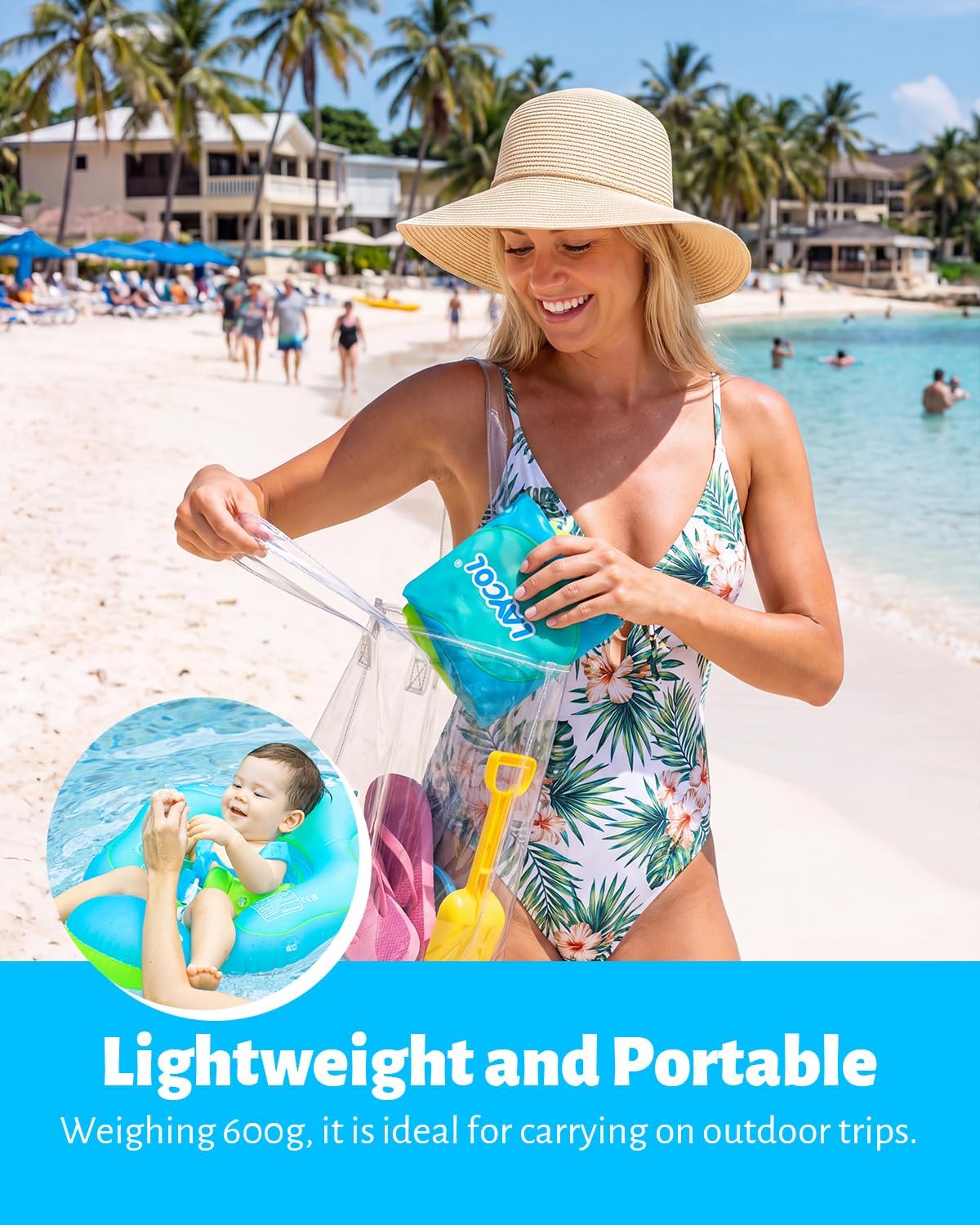Baby Pool Float with Canopy UPF50+ - X-Large / Blue - image 3