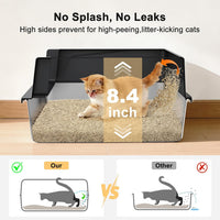 FURTIME Stainless Steel Cat Litter Box - Black / Small - image 3
