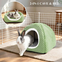 Rabbit Hideout Large Bunny Bed Washable Rabbit House – Daily Care for Small Pets - Green - image 3