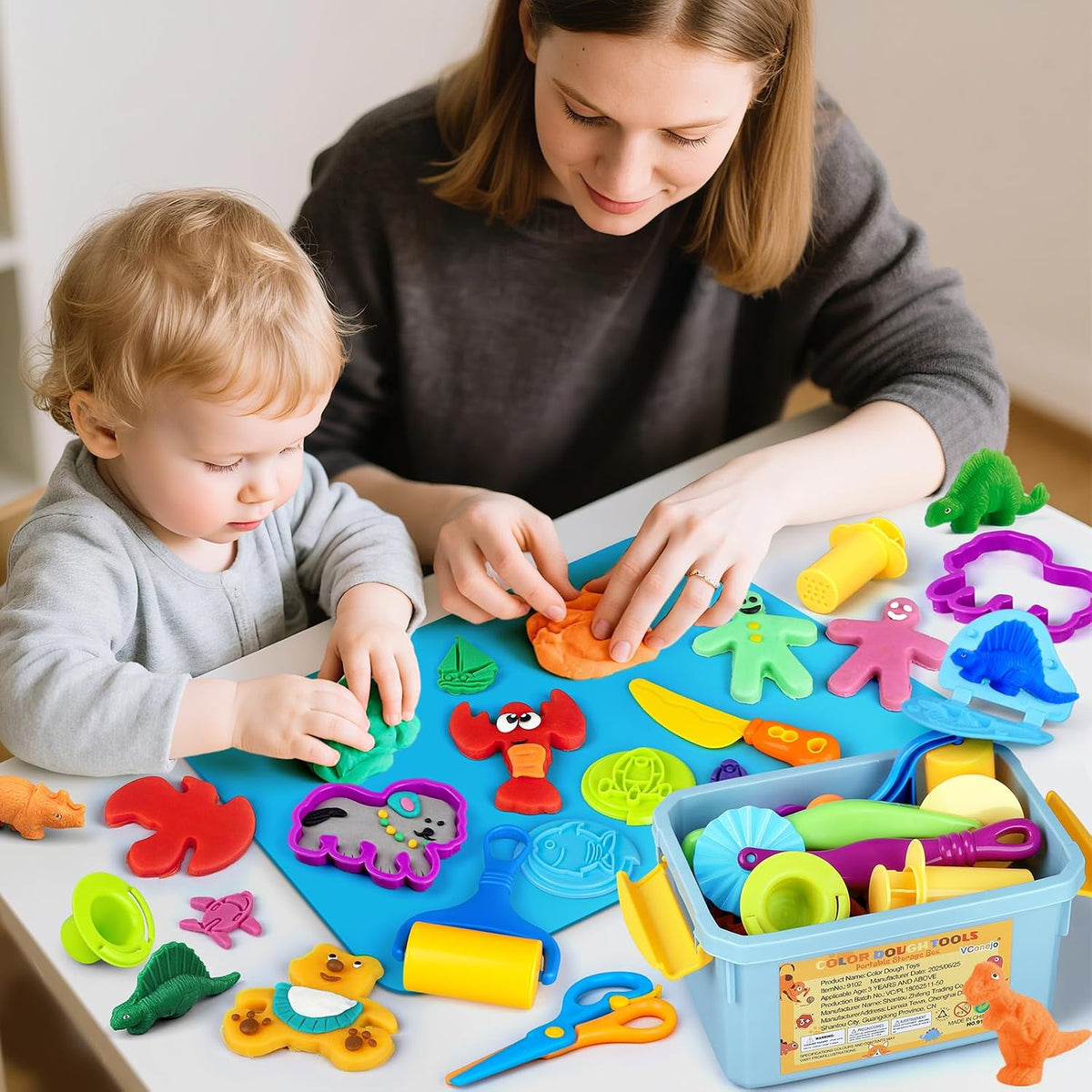 37Pcs Dough Tools Play Sets with Storage Container & Mat for Kids - image 2