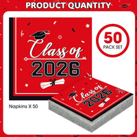 PERFQU Class of 2026 graduation napkins in blue and gold with cap and tassel design - view 14