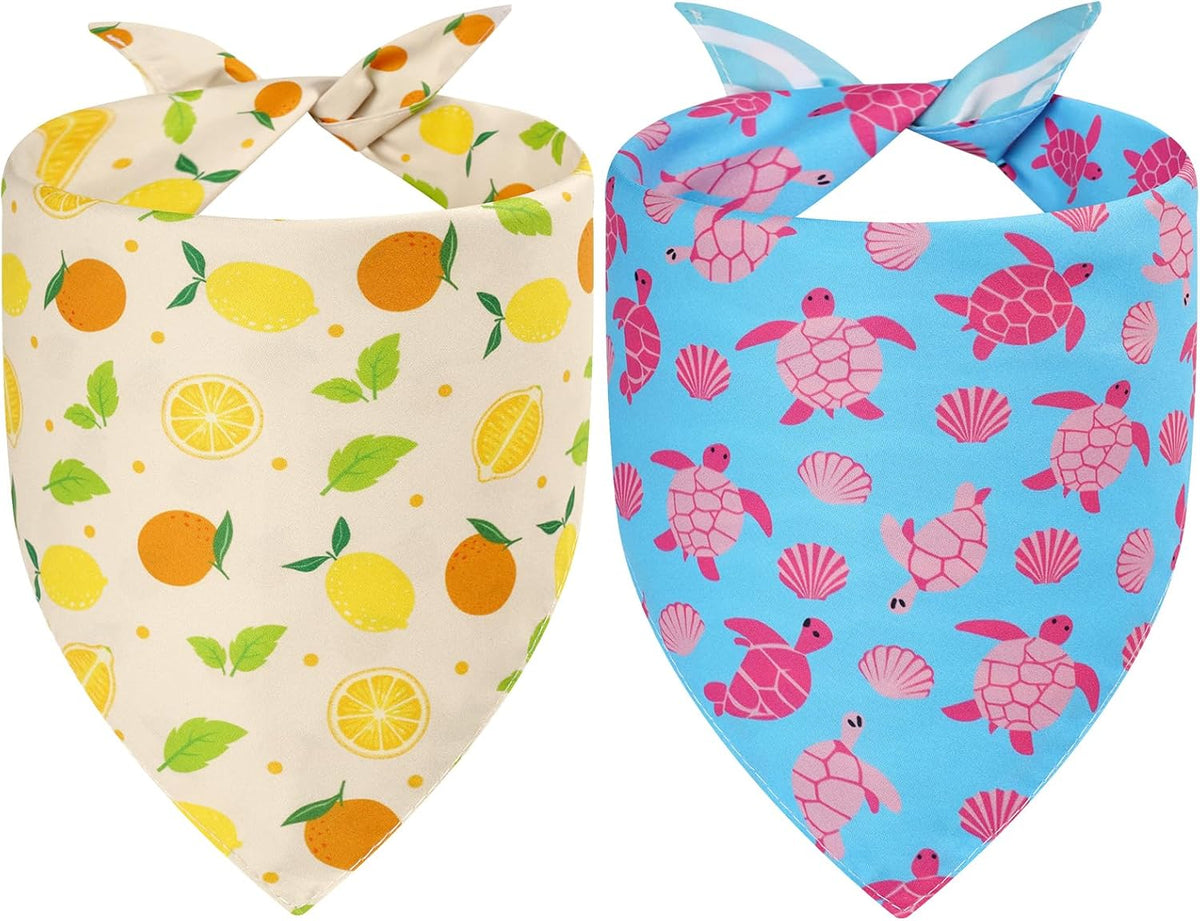 Halloween Dog Bandanas Pink Black XLarge 2PCS - 26-Turtle Lemon / X-Large