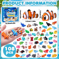 JOICEE 24Pcs 3D Printed Dinosaur Animals Mini Dinosaur Toys – Fun for Kids & Family - Blue - image 2