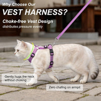 Cat Harness and Leash Set, Escape Proof and Adjustable - Purple / S (Chest: 11 - 16") - image 2