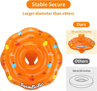 Inflatable Baby Swimming Float with Safety Seat Fun Swimming Pool - Orange - image 2