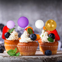 NACHLYNN 80 Pcs Cake Balls Decorations Mini Balloon Cake Topper Balls - Purple Gold Series - image 4