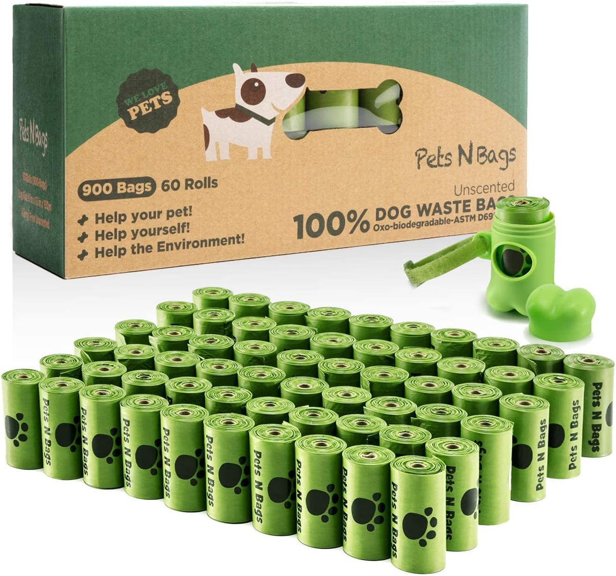 Poop Bags, Environment Friendly Pets N Bags Dog Waste Bags - Unscented / 60 Count (Pack of 1)