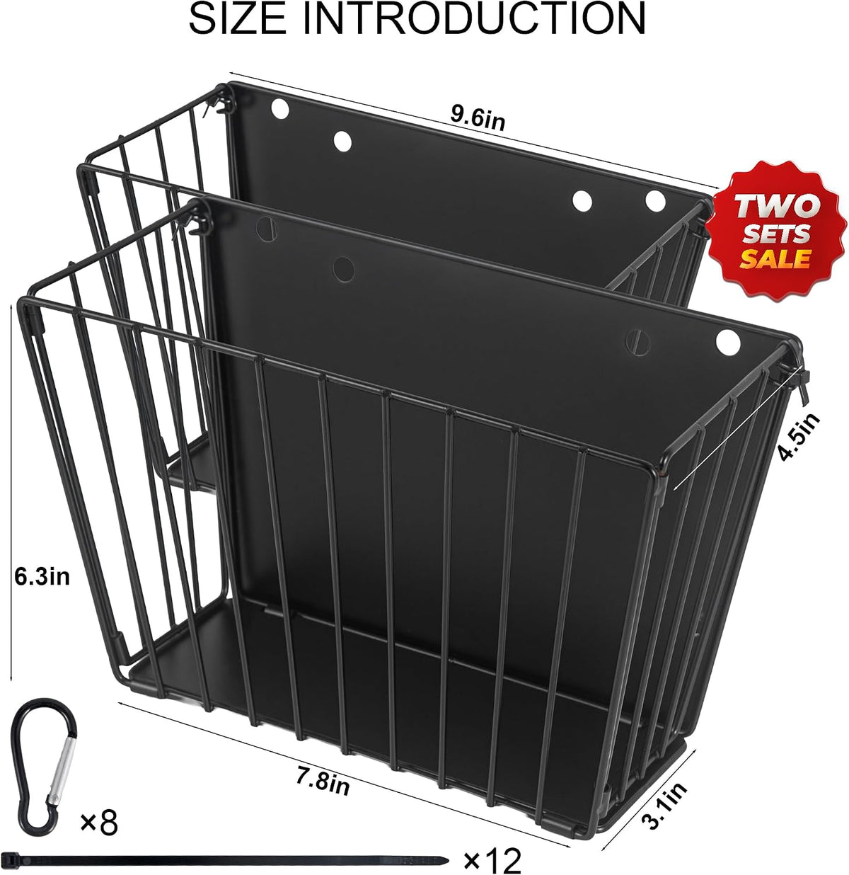 2PCS Rabbit Hay Feeder with Heavy-Duty Metal Frame Guinea Pig Hay - Black-2PCS - image 2