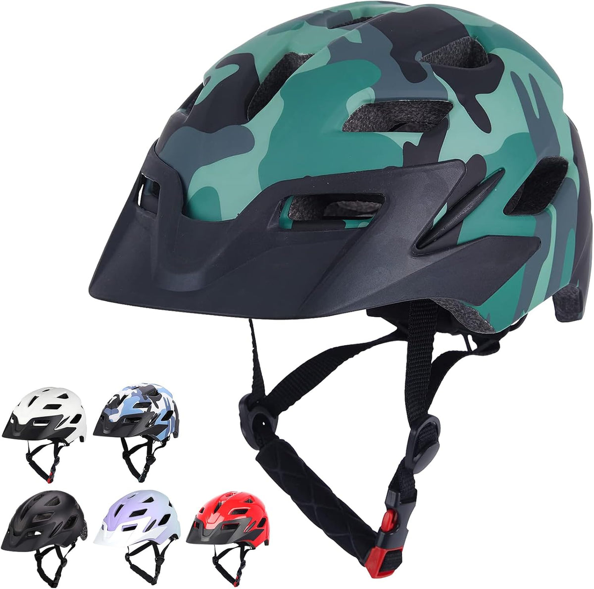 Kids Bike Helmet, Toddler Youth Helmet for Boys Girls, Ages 3-5 - Camouflage green / 50cm-57cm/19.7''-22.4''