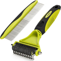 Pecute Double-Sided Undercoat Rake for Dogs & Cats with Thick Double