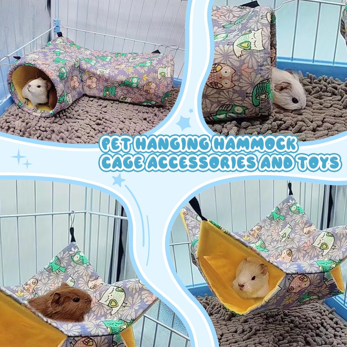 EAEDMY Guinea Pig Rat Ferret Hammock - 6.Hammock&Tunnel-Owl - image 2