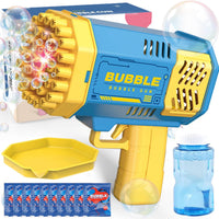 JONEG light up bubble gun for kids with 40 holes in blue