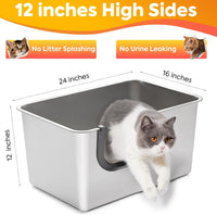 Yangbaga XXL High Sided Stainless Steel Litter Box for Cats – Daily Care for Cats - image 2