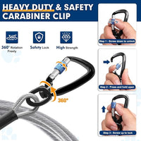 Snagle Paw Dog Leads for Yard 50FT-1000LBS Break Strength,Heavy Duty Tie Out Cable for Dogs with Swivel Lockable Hook & Spring,Chew Proof Dog Chain for Outside,Dog Run Cable for Medium Large Dogs