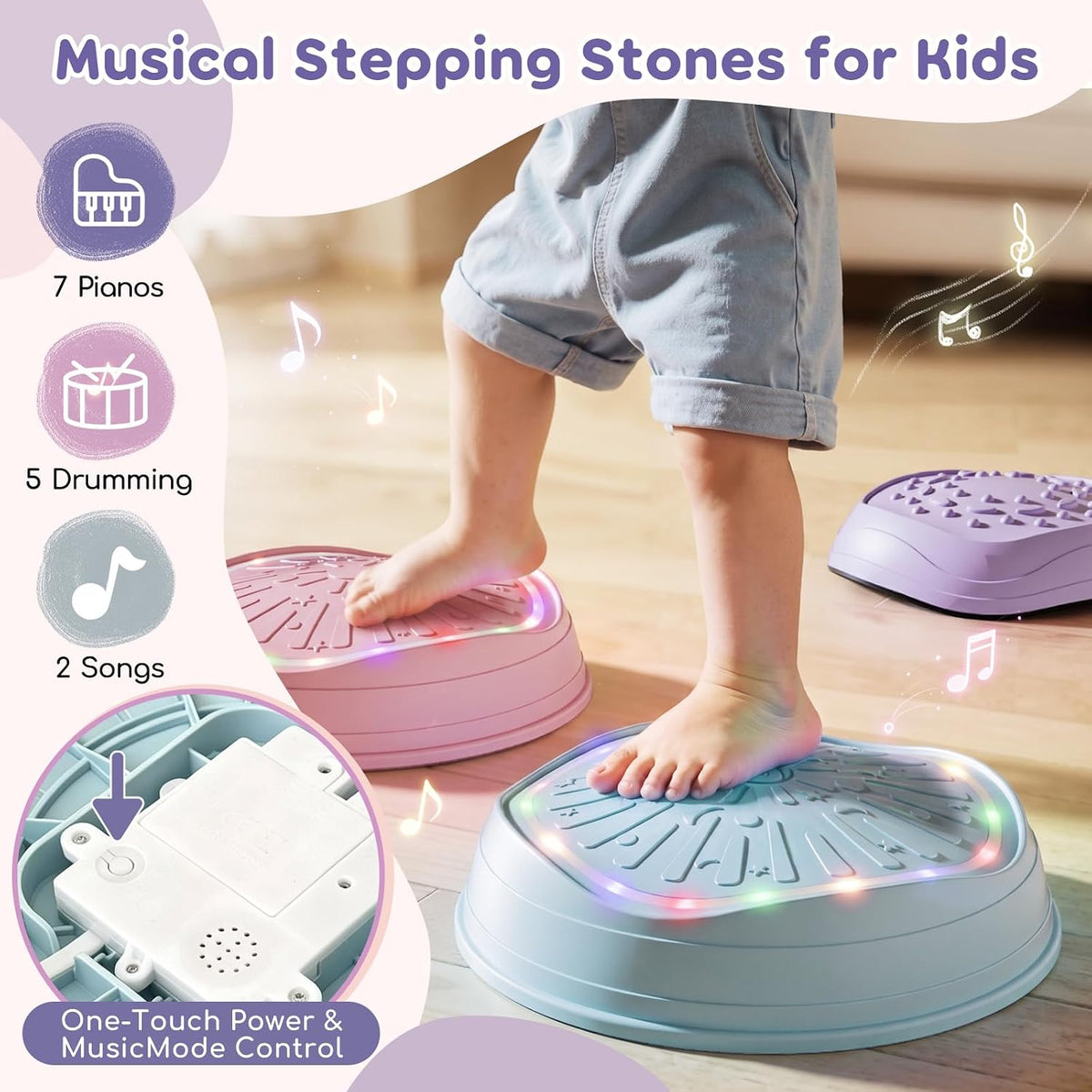 Lehoo Castle Musical Light Up Stepping Stones for Kids – Fun for Kids & Family - Purple - image 4