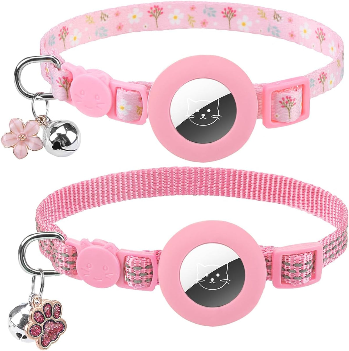 PUPTECK Halloween Cat Collar Breakaway with Bells, Kitten Outfit – Essentials for Cats - Candy Pink / NECK (7.87"-11.8")