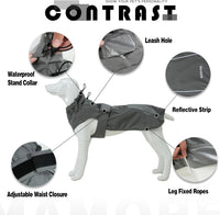 Waterproof Dog Raincoat with Reflective Strip - Medium / Gray - image 3