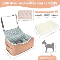 Memory Foam Booster Dog Car Seat Medium Dogs, Elevated Pet Car Seat Under 45 LBS, Detachable Washable, Anti-Slip Dog Booster Seat for Car Back Seat Only, Travel Dog Car Bed, Dog Seat Belt