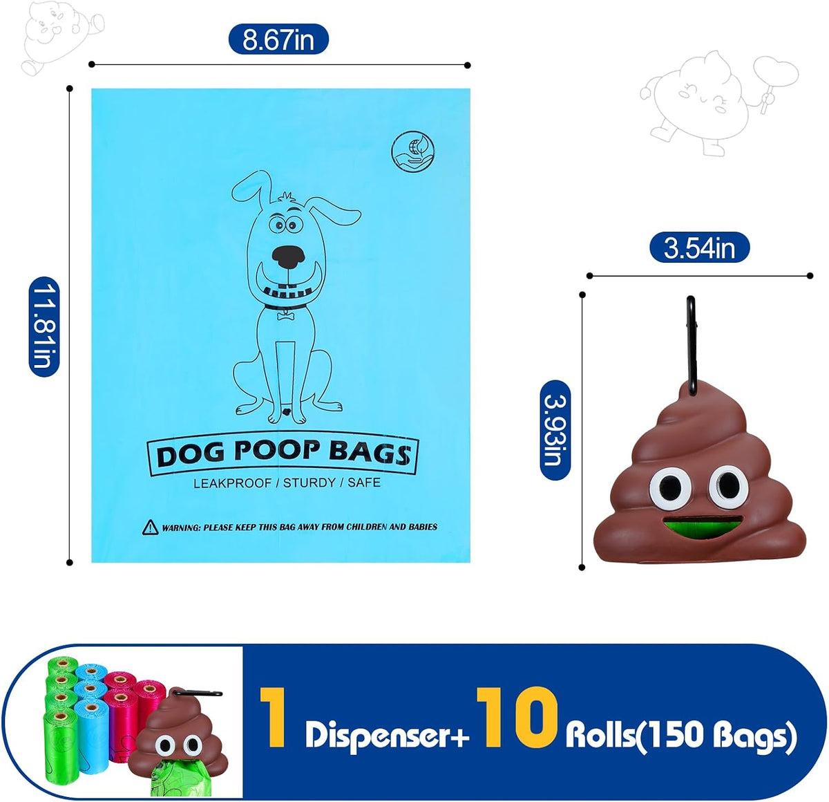 Letalong Dog Poop Bag With Holder - 10 Rolls - image 2