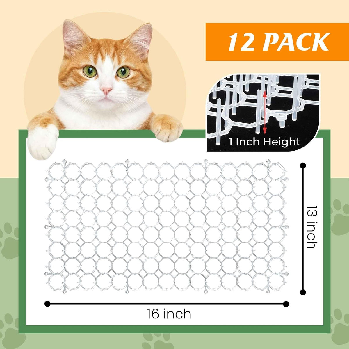 16 X 13 Inch Scat Mat for Cats - 12 Pack / Clear - image 2