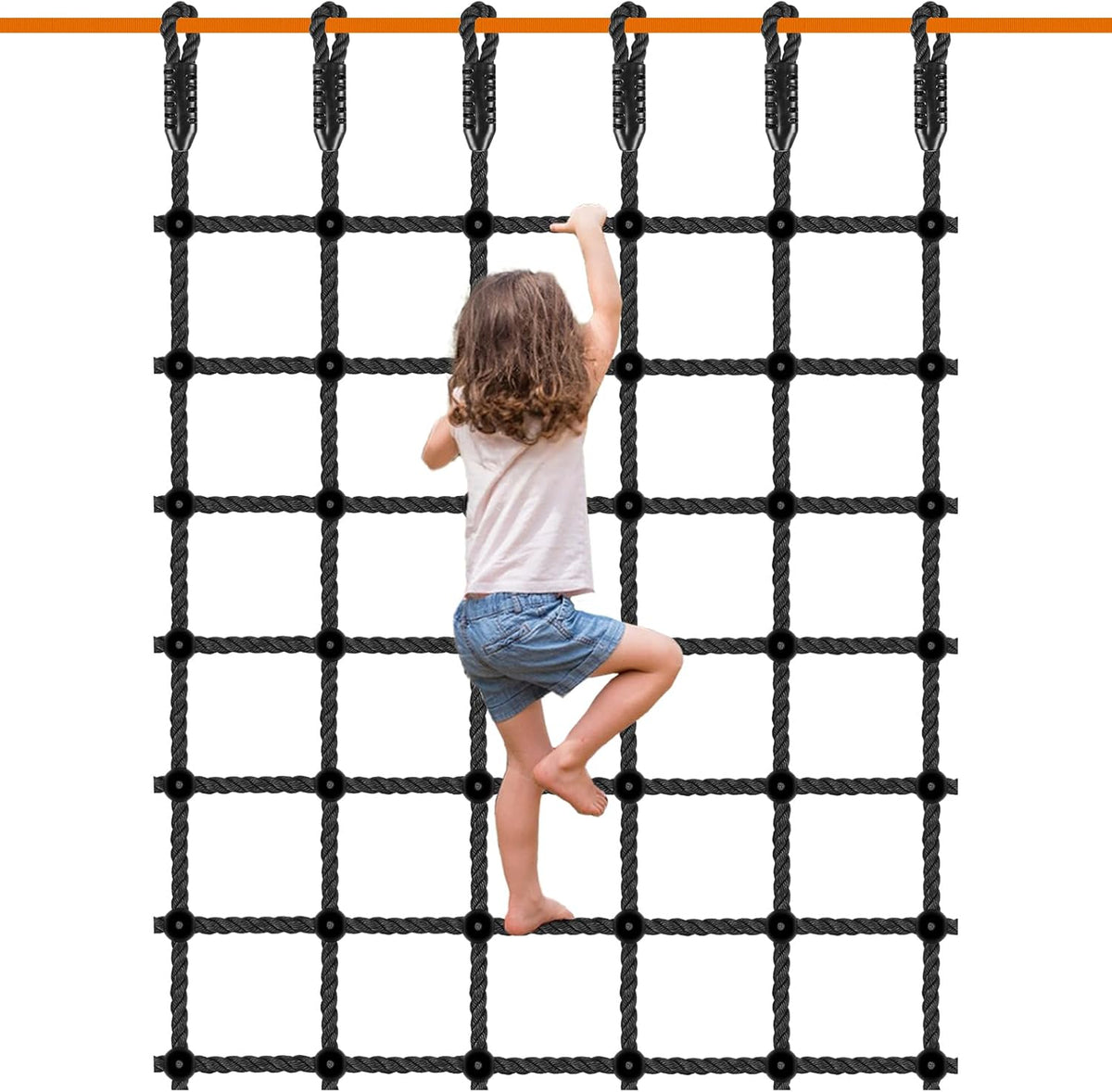 Climbing Cargo Net 49" x 77" Heavy Duty Climbing Rope Net for Outdoor - Black / 49" x 77"