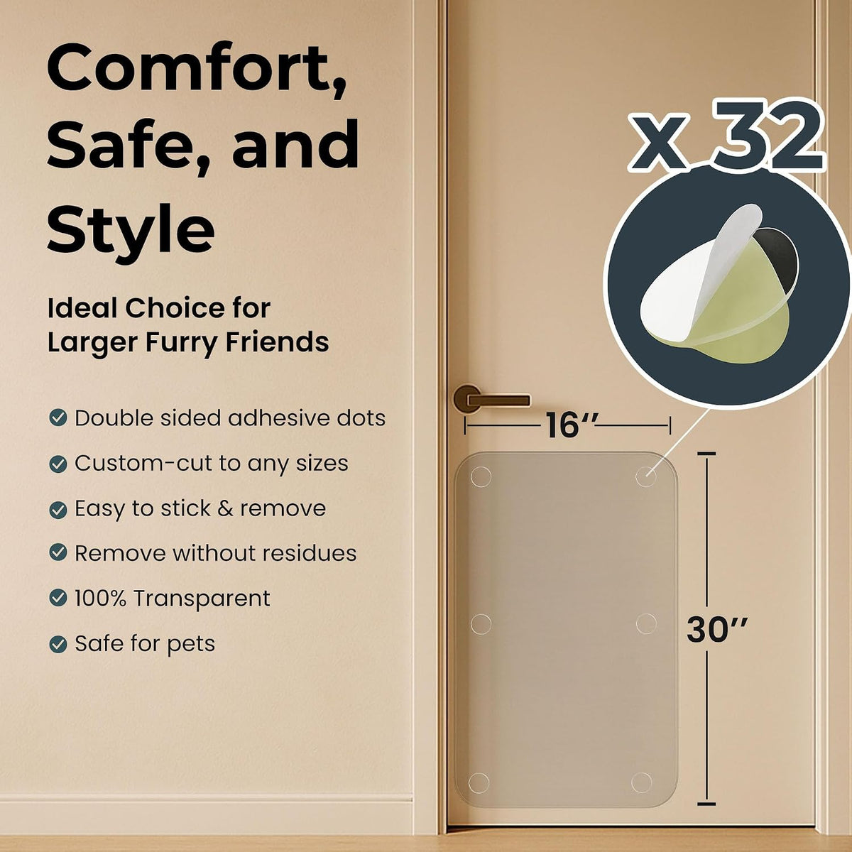 Heavy Duty Door Protector from Dog Scratching 16 x 30'' Transparent - 2 Pack / 16 x 30'' - image 2