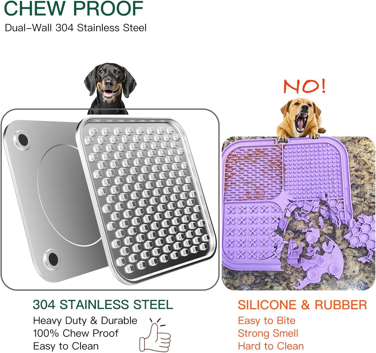 Lick Mat for Dogs & Cats, Double-Wall Stainless Steel - Large-1Pack - image 2