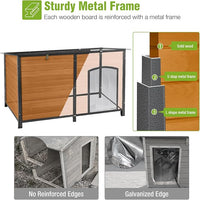 GUTINNEEN Heated Dog House Outdoor 59.1" Extra Large Dog Kennel with Metal Frame Insulated Dog Crate Cage for Large Dogs Outside with Heater and Insulated Liner, Brown