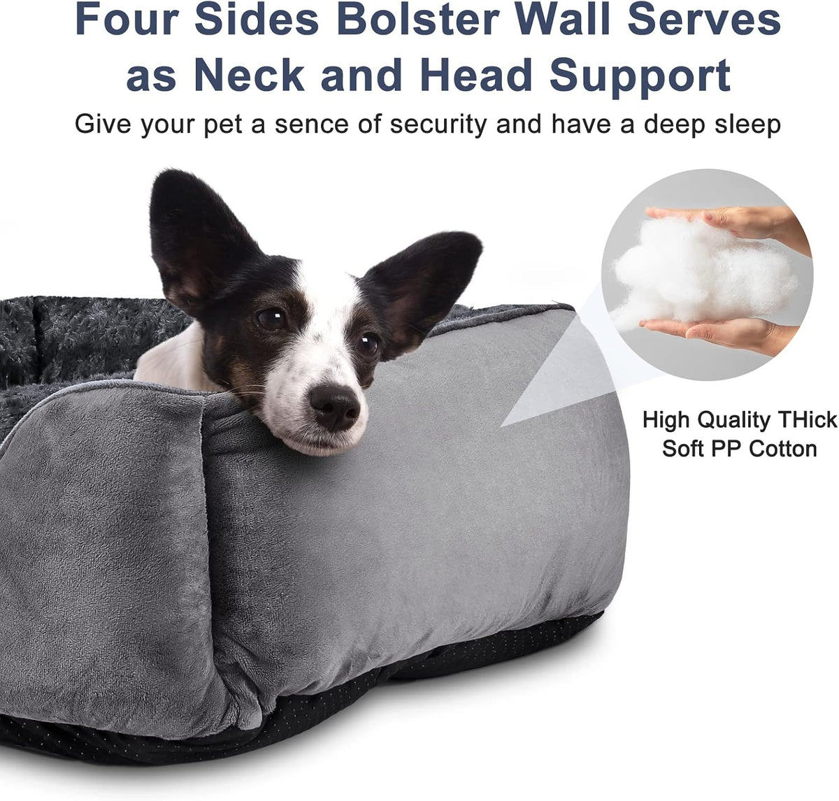 JOEJOY Rectangle Dog Bed for Large Medium Small Dogs - Dark Grey / XL(35"x 25"x 10") - image 3