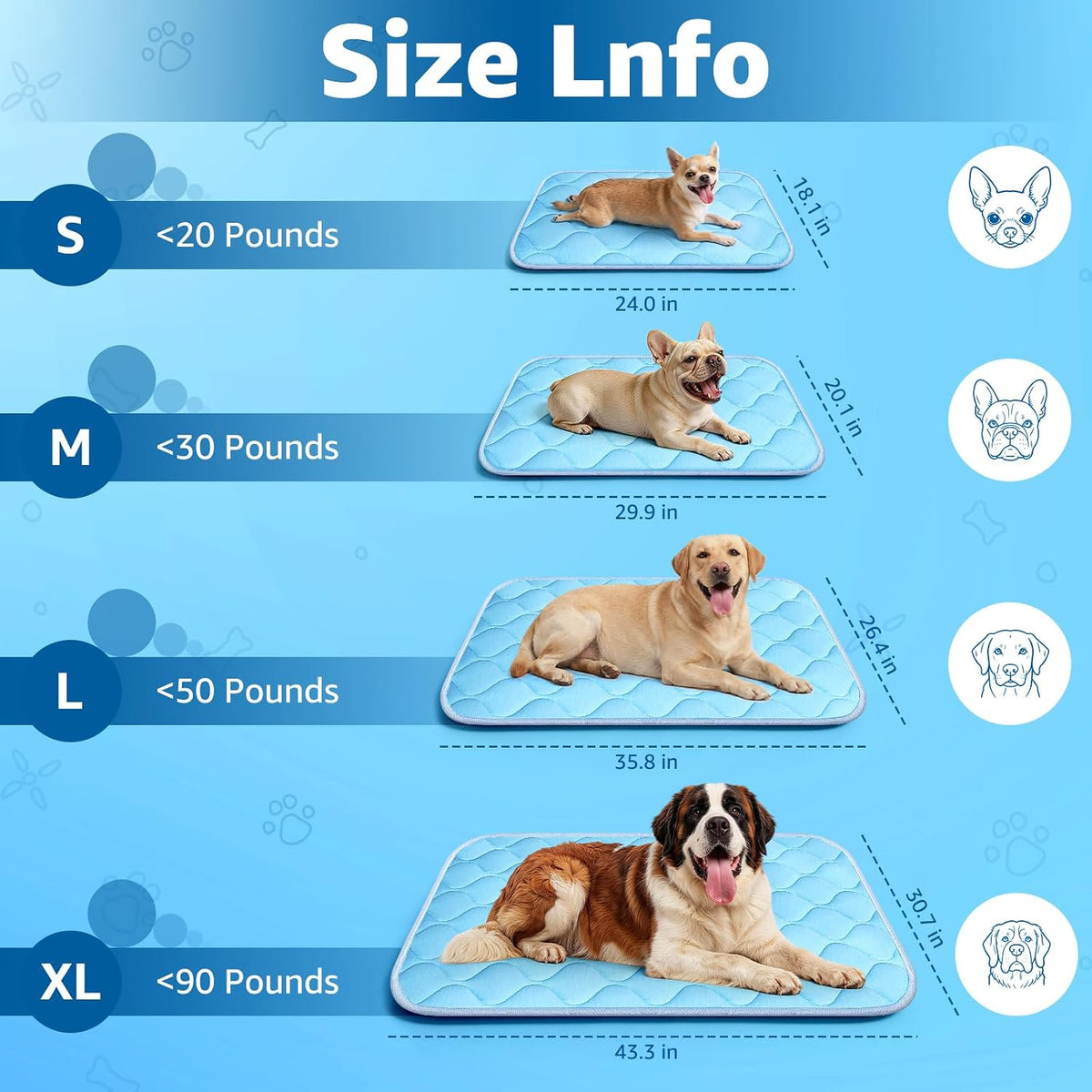 Dog Cooling Mat for Large Dogs - Ice Blue Wave Stitching / X-Large - image 4