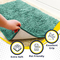Muddy Mat® Shown on TV–Super Absorbent Microfiber Dog Door Mat for Muddy Paws, Non-Slip Washable Pet Rug, Quick Dry Chenille Entryway Carpet, Machine Washable Indoor Outdoor mat–Seafoam Green 59"x24"