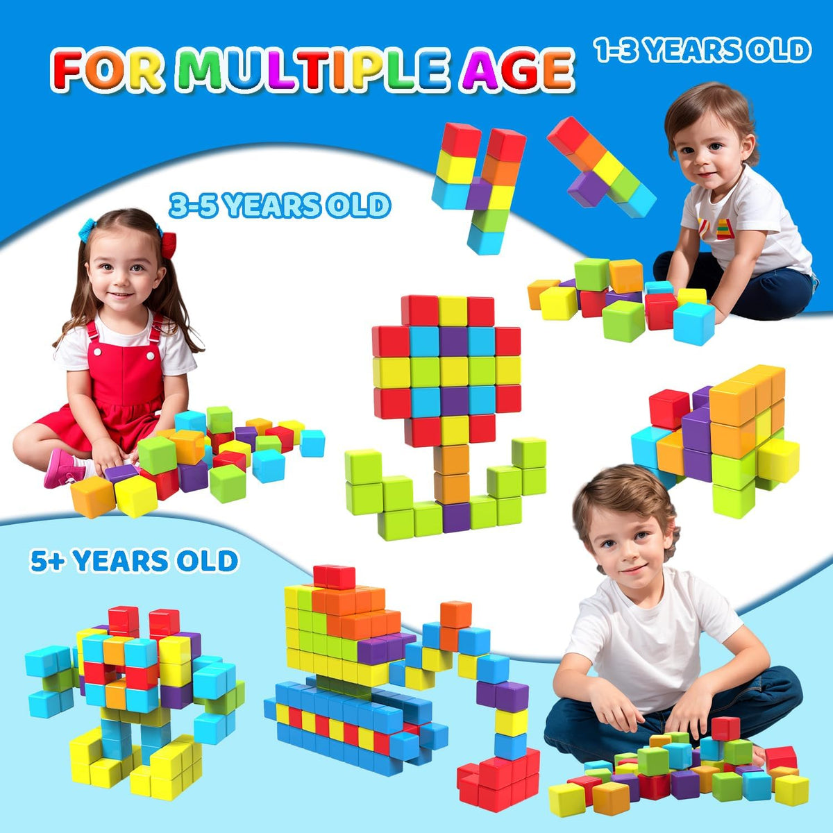 Magnetic Building Blocks Large - Multicolor - 24 Pieces - image 4