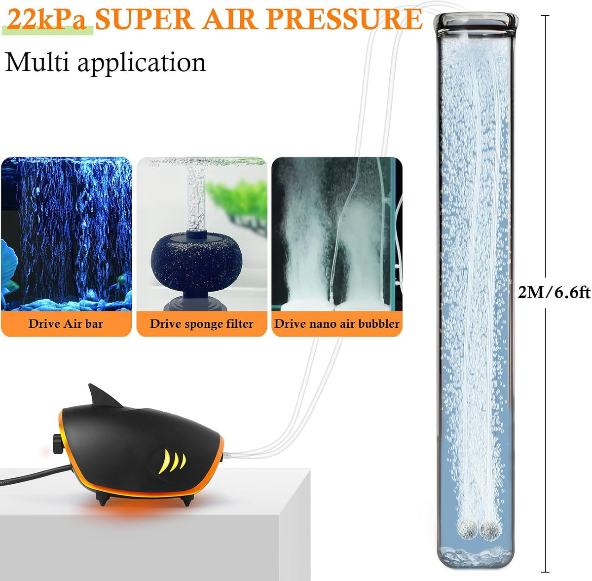 HITOP 4W 110GPH Powerful Aquarium Air Pump - 4W with LED-Decor - image 4