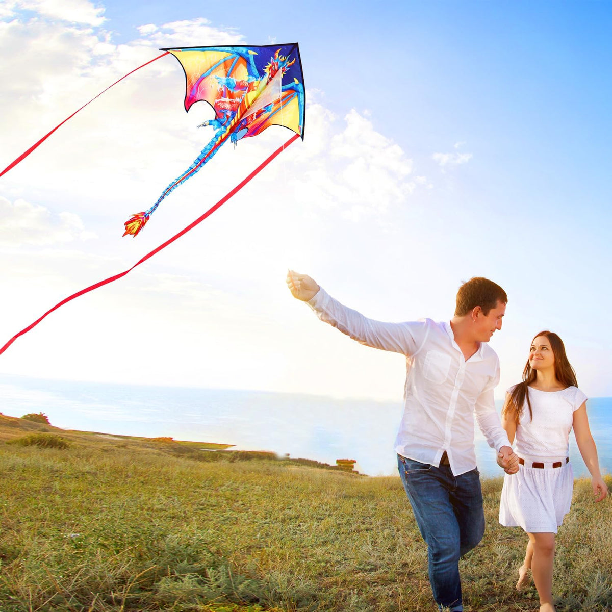 HONBO Large Delta Kite for Kids & Adults - Red Dragon - image 4