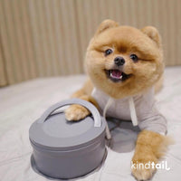 Dog Travel Bowls - Set of 2 Portable Pet Food & Water Dishes with Lid & Handle - Each Nesting - Grey / Small - image 3