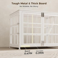 32 Inch Heavy Duty Wooden Dog Kennel End Table with Double Door Design and Secure Locks, Indoor Pet Crate Furniture for Medium Dogs, Decorative Home Cage Design,White